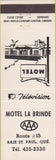 Matchbook Cover - Motel La Brinde Baie St Paul QC