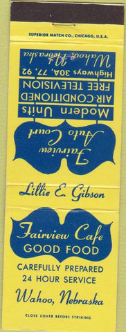 Matchbook Cover - Fairview Cafe Wahoo NE