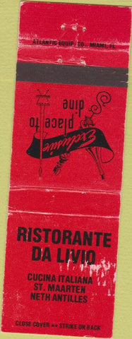 Matchbook Cover - Ristorante Da Livio St Maarten Neth Antilles WEAR