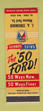 Matchbook Cover - 1950 Ford CA Strosnider Monroe Ford Silver Spring MD