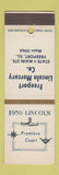 Matchbook Cover - 1956 Lincoln Freeport Mercury IL