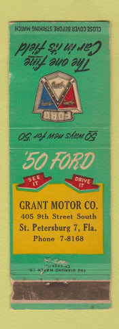 Matchbook Cover - 1950 Ford Grant Motor St Petersburg FL WEAR