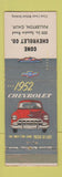 Matchbook Cover - 1952 Chevrolet Fullerton CA Cone