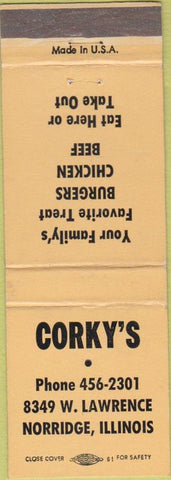 Matchbook Cover - Corky's Norridge IL