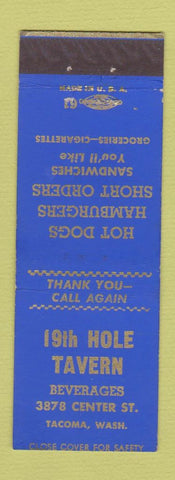 Matchbook Cover - 19th Hole Tavern Tacoma WA Hot Dogs Hamburgers