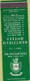 Matchbook Cover - Chatham Hotel New York City