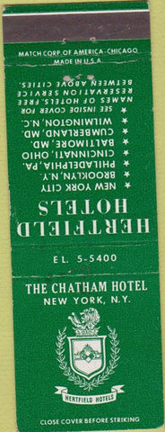 Matchbook Cover - Chatham Hotel New York City
