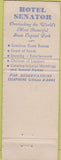 Matchbook Cover - Hotel Senator Sacramento CA