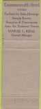Matchbook Cover - Hotel Commonwealth Kansas City MO