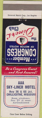 Matchbook Cover - AAA Sky Liner Motel Chillicothe MO