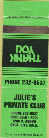 Matchbook Cover - Julie's Private Club Oklahoma City OK