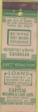 Matchbook Cover - Capital Building Loan Baltimore MD WEAR