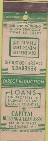 Matchbook Cover - Capital Building Loan Baltimore MD WEAR
