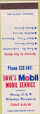 Matchbook Cover - Dave's Mobil oil gas Allenton WI