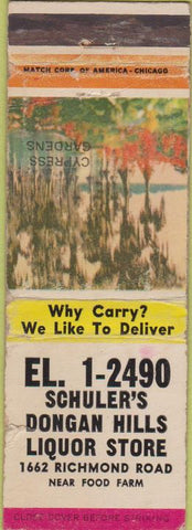 Matchbook Cover - Schuler's Dongan Hills Liquor WORN