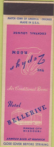 Matchbook Cover - Hotel Bellerive Kansas City MO