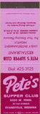 Matchbook Cover - Pete's Supper Club Evansville IN