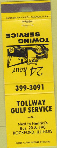 Matchbook Cover - Tollway Gulf oil gas Rockford IL