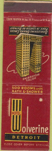 Matchbook Cover - Hotel Wolverine Detroit MI