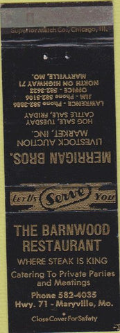 Matchbook Cover - Barnwood Restaurant Maryville MO