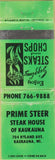Matchbook Cover - Prime Steer Kaukauna WI WEAR