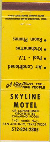 Matchbook Cover - Skyline Motel San Antonio TX