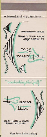 Matchbook Cover - Buena Vista Hotel Biloxi MS
