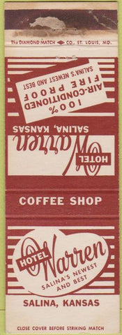 Matchbook Cover - Hotel Warren Salina KS