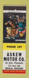 Matchbook Cover - Askew Motors DeSoto Plymouth Sedalia MO low phone #
