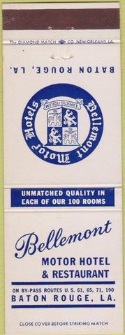 Matchbook Cover - Bellemont Motor Hotel Baton Rouge LA