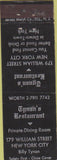 Matchbook Cover - Tynan's Restaurant Safety First NYC Jersey Match