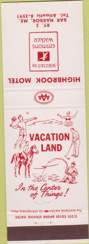 Matchbook Cover - Highbrook Motel Bar harbor ME