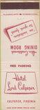 Matchbook Cover - Hotel Lord Culpeper VA