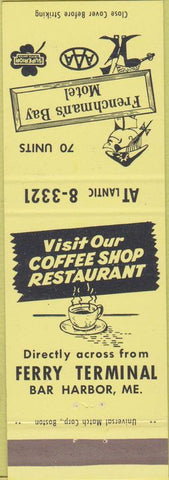 Matchbook Cover - Frenchman's Bay Motel Bar Harbor ME