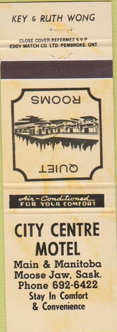 Matchbook Cover - City Centre Motel Moose Jaw SK