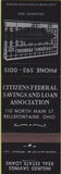 Matchbook Cover - Citizens Federal Savings Bellefontaine OH WORN