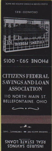 Matchbook Cover - Citizens Federal Savings Bellefontaine OH WORN
