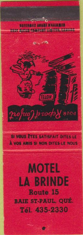 Matchbook Cover - Motel La Brinde Baie ST Paul QC