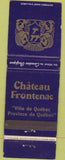 Matchbook Cover - Chateau Frontenac Quebec QC