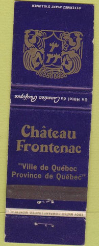 Matchbook Cover - Chateau Frontenac Quebec QC