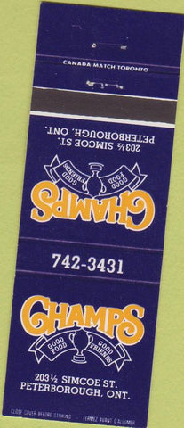 Matchbook Cover - Champs Restaurant Peterborugh ON