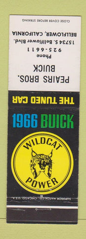 Matchbook Cover - 1966 Buick Wildcat Peairs Bros Bellflower CA