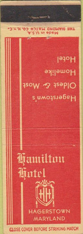 Matchbook Cover - Hamilton Hotel Hagerstown MD