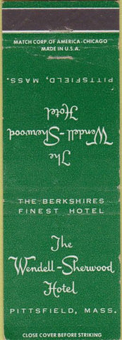 Matchbook Cover - Wendell Sherwood Hotel Pittsfield MA