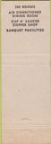 Matchbook Cover - Wendell Sherwood Hotel Pittsfield MA