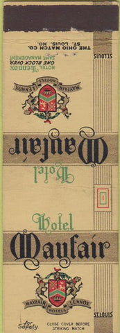 Matchbook Cover - Hotel Mayfair For Safety St Louis MO