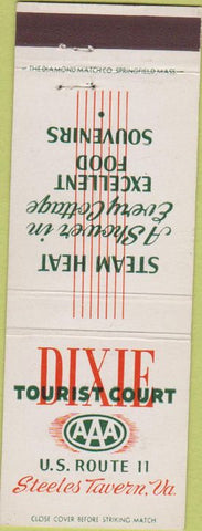 Matchbook Cover - Dixie Tourist Court Steeles Tavern VA