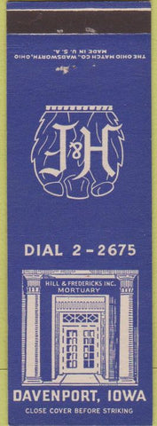 Matchbook Cover - Hill Fredericks Mortuary Davenport IA