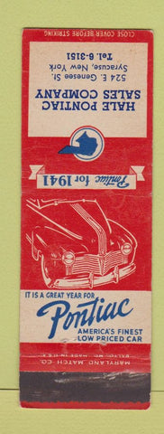 Matchbook Cover - 1941 Pontiac Hale Syracuse NY