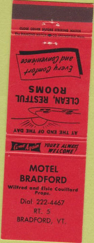 Matchbook Cover - Hotel Bradford VT